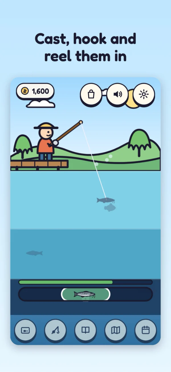 Shiny Catch screenshot: Cast, hook and reel them in