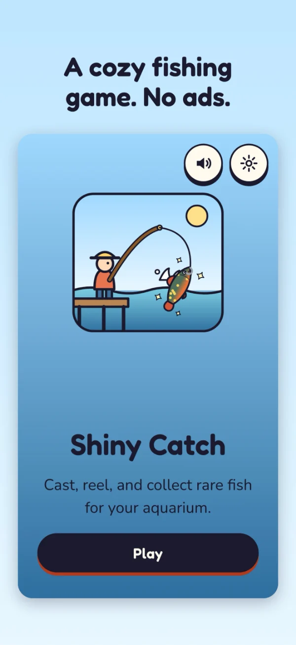 Shiny Catch screenshot: A cozy fishing game. No ads.