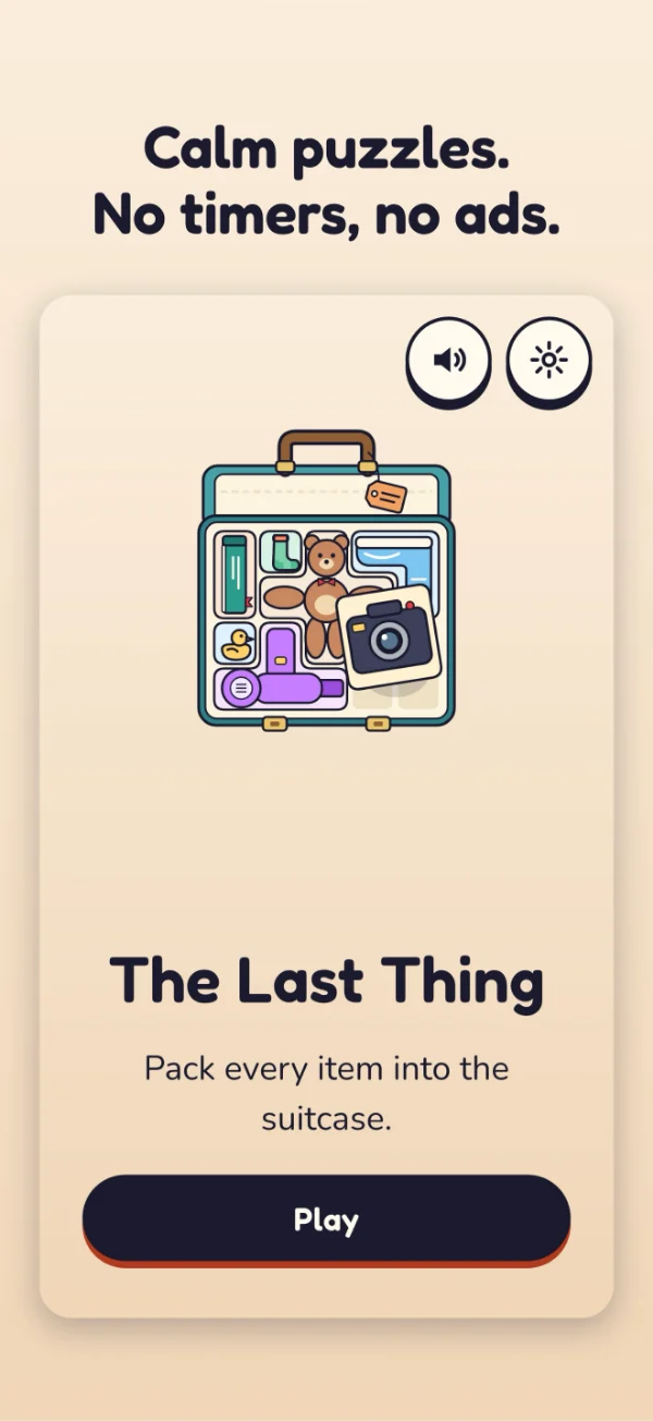 The Last Thing screenshot: Calm puzzles. No timers, no ads.